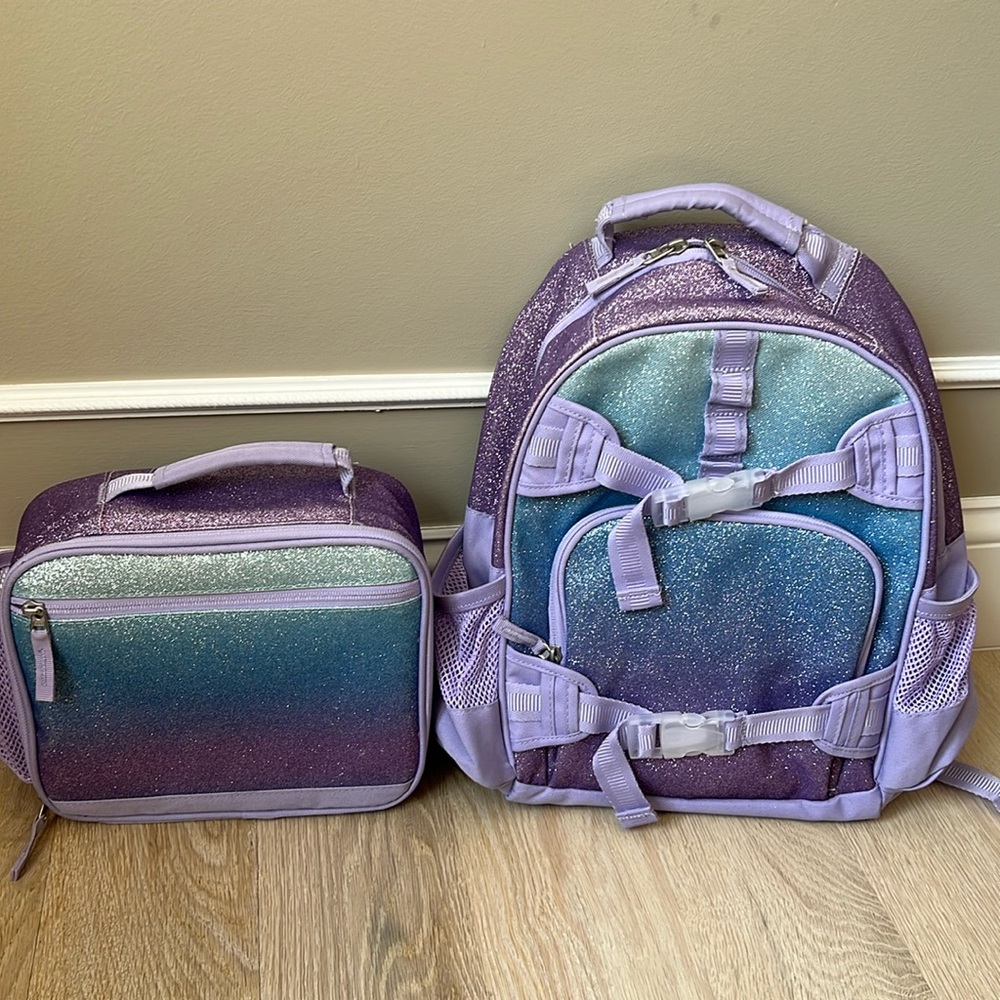 Pottery, barn, kids, ombre, glitter, backpack, and cold lunch box